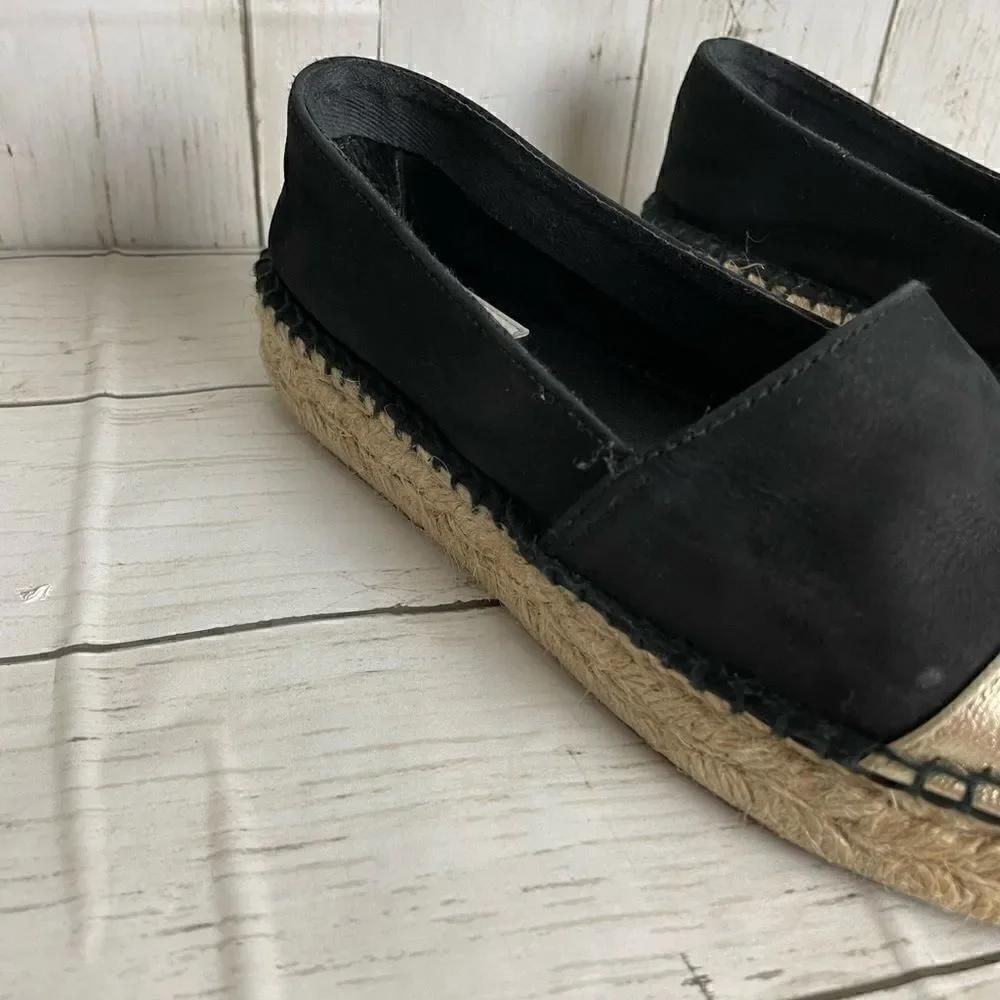 Atelier Costa Gold And Black Espadrille- Handmade In Spain Size 37 or 5.5
